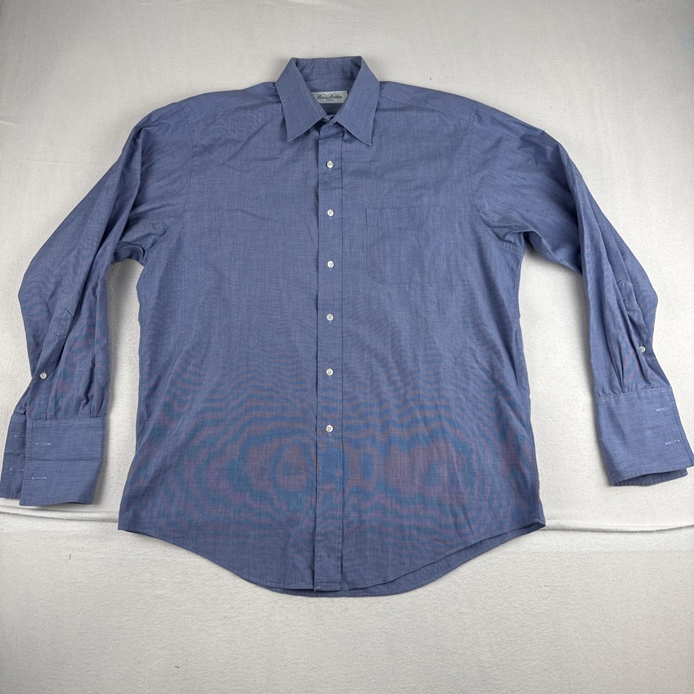 Brooks Brothers Makers Blue Pinpoint Oxford 16-34 Made in USA French cuffs